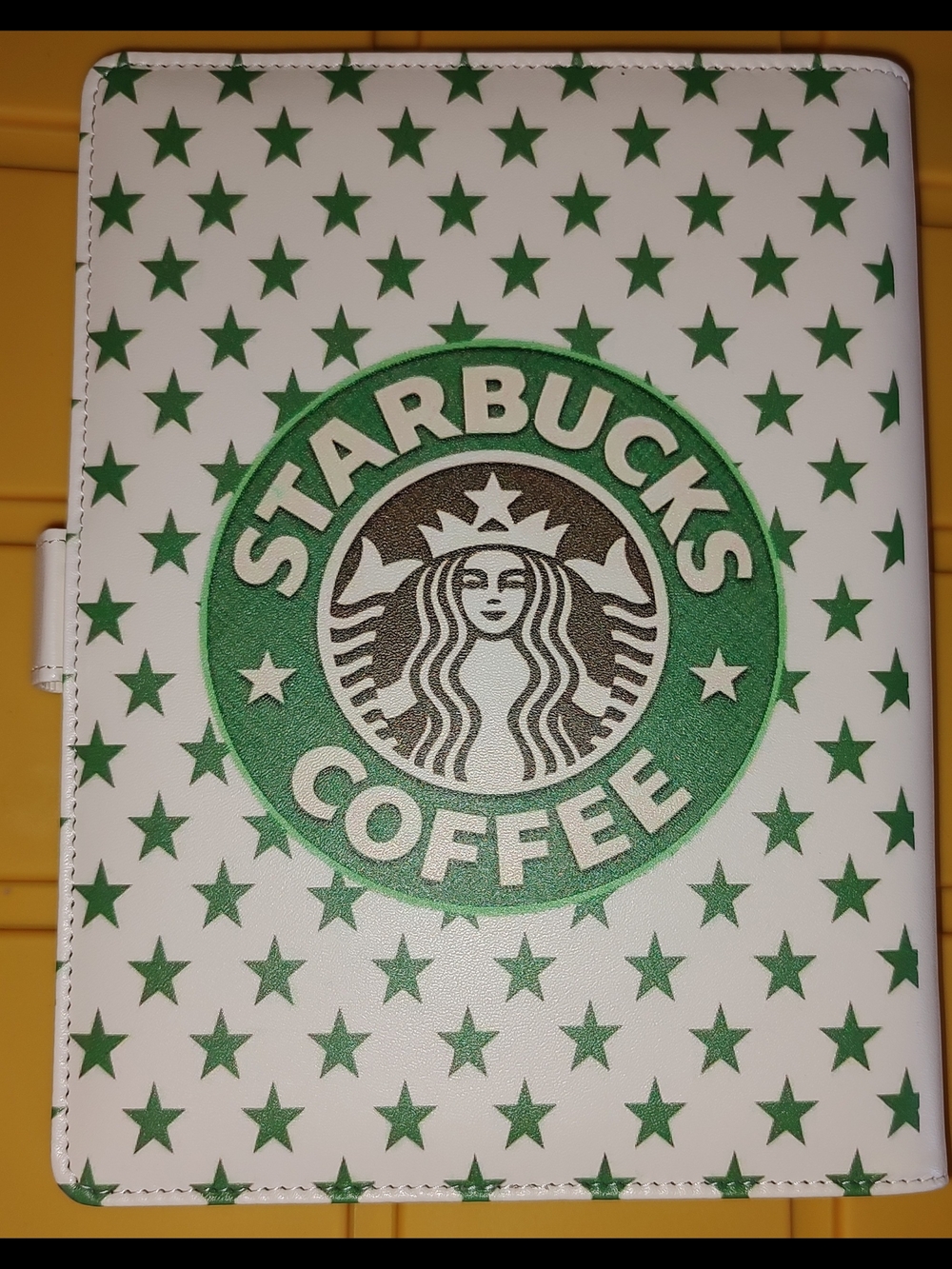 Starbucks White  with Green Logo and Star Pattern Binder Notebook